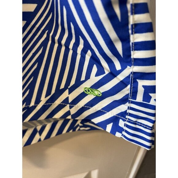 Le Club Men’s Wynn Long Multi Swim Trunks Size XXL Blue White Geometric Print - Picture 3 of 8
